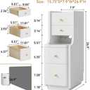 Narrow Nightstand with 4 Drawers, Solid Wood Narrow End Table, Modern Skinny Nightstand with 1 Semi-Open Shelf, Thin Couch Side End Table Night Stand with Drawers