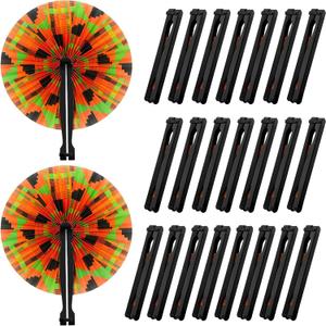 24 Pieces Africa Ankara Fan African Hand Fans for Women Foldable Handheld Paper Folding Fan Bulk for Women Wedding Party, 9.65 x 10.24 inches