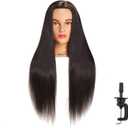 Hairingrid 26"-28" Mannequin Head Hair Styling Training Manikin Cosmetology Doll Head Synthetic Fiber Hair and Free Clamp Holder (Black)