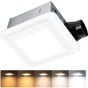 Bathroom Exhaust Fan with Light, 80-110-130 CFM, 1.0 Sones, 1000LM, 5CCT Dimmable, Ceiling Mount Shower Exhaust Fan, Quiet Bathroom Fan with Light, ETL & FCC Certified