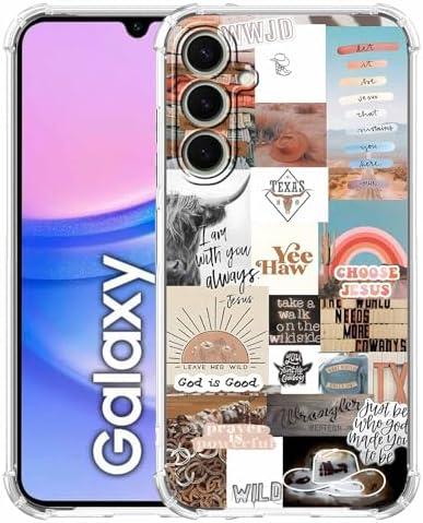 AOSSXIN Jesus and Cowboy Case for Samsung Galaxy A15,Christian Quotes and Western Cowgirl Collage,Trendy TPU Bumper Case for Galaxy A15