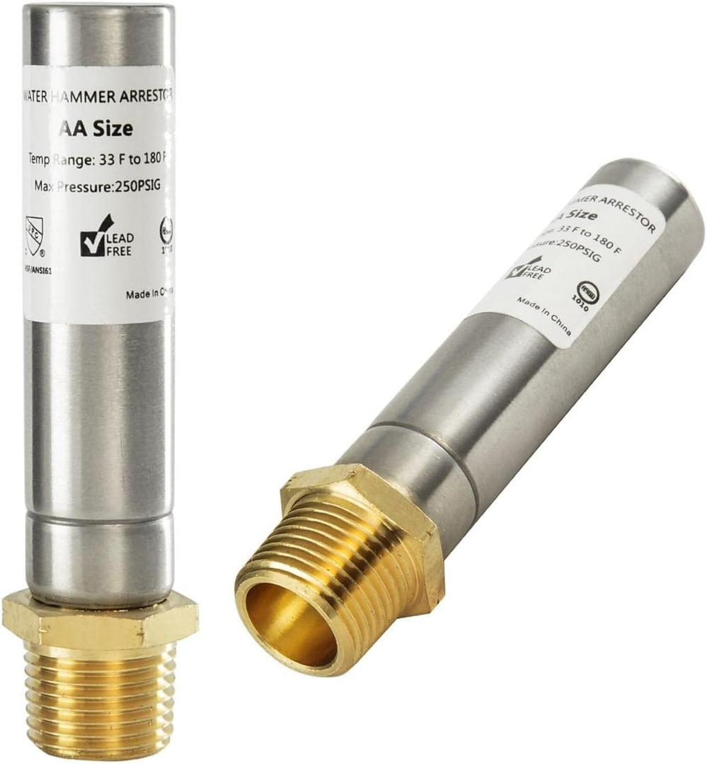 2-Pack EFIELD MH-131, 1/2-Inch MIP Thread Stainless Steel Water Hammer Arrestor For Potable Water Plumbing Application,(HAMMER006-2PCS)