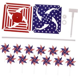 Happyyami 12pcs Patriotic Wind Spinners for Memorial Day Outdoor Pinwheel Decorations for Garden Independence Day and Decor Durable Lightweight Easy to Use