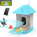 Smart Bird Feeder with Camera, 5200mAh Battery with Solar Panel, 2K Live View/AI Identifies/App Control/Instant Arrival Alert/Auto Capture/135 Motion Detection/IP65 Waterproof, Ideal Gift (Lake Blue)