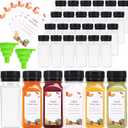 OBKJJ 80pcs 2oz Pcs Juice Bottles, Juice Bottle with Caps Reusable Empty Clear Bottles with Label, Funnel, Brush Bulk Beverage Containers for Juicing, Drinking, Smoothie and Other Beverages (2oz)