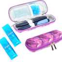 YOUSHARES Portable Insulin Cooler Travel Case - TSA Approved Diabetic Medication Cooling Bag, EVA Insulated Organizer for Epi Pens, Refrigerated Diabetes Supplies Carrying Storage Kit with 2 Ice Pack (Z_marble Purple)