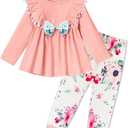 mksodopy Toddler Girl Clothes Girl Fall Winter outfits Cotton Long Sleeves Ruffle Top Pants Little Girl Clothing Set (Pink)