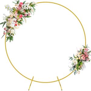 Round Backdrop Stand 6FT Circle Balloon Arch Frame Circle Backdrop Stand Gold Round Arch for Wedding Birthday Party Bridal Shower Anniversary Event Ceremony Decoration