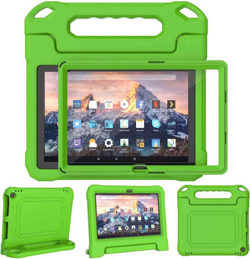 Kids Case for 10 Inch Tablet(13th/11th Generation, 2023/2021 Release) - Durable Shockproof Protective Cover with Screen Protector for 10/10 Plus/HD 10 Tablet, Not for iPad Samsung Tablet, Green