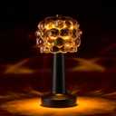 Cordless Table Lamp Rechargeable, Amber Glass Touch Lamp with 3 Color Modes & Stepless Dimming, Battery Operated Bedside Night Light, Housewarming Gifts for Women, Bedroom Decor