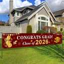 2026 Graduation Decorations Congrats Grad Class of 2026 Banner - Maroon and Gold Graduation Yard Sign Backdrop Hanging Decorations for Indoor Outdoor 2026 Graduation Party Supplies