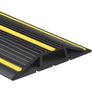 6.5Ft Cord Covers for Wires on Floor, 3-Channel Floor Cord Cover with Anti-Slip Base & Yellow Warning Strips, Extension Cord Covers for Floor, Ideal for Home, Office, Outdoor Use