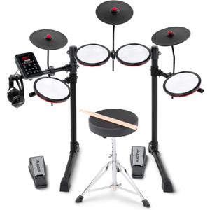 Alesis Turbo Max Electric Drum Set with Quiet 8" Mesh Pads, Lessons, Bluetooth and Accessories, Foldable