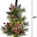 Nearly Natural 5ft. Holiday Decorated Lamp Post with Artificial Christmas Greenery, Berries and 30 LED Lights Indoor Outdoor Patio Porch Decor
