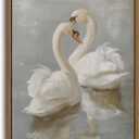 KISSFOX Framed Wall Art Vintage Wall Decor Swan Pictures Rustic Animal Canvas Art Retro Paintings Peaceful Aesthetic Artwork For Bedroom Living Room Kitchen, 24"L x 16"W