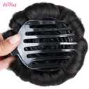 HANNE Hair Buns Hair Pieces for Women Fake Hair Bun Extension Hairs Chignon Pony Tail Bun Artificial Synthetic Hair Extension Women's Hairpiece messy bun hair piece (Natural Black)