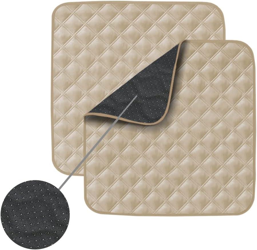 Non-Slip Absorbent Washable Incontinence Pad underpad Seat 4-Layer Design Chair Absorbent Pads Protection - for Seniors, Adult, Children, or Pet Underpad Protection - Set of 2 (Beige, 21" L x 22" W)