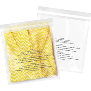 iMailer - 200 Pcs 11" x 14" Clear Poly Bags with Suffocation Warning Self Seal 1.6 Mil for Shipping, Packaging, T-Shirt - Permanent Adhesive