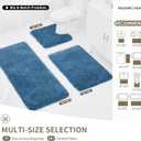 White Toilet Rugs U Shaped Washable, 24x22 Contour Bath Rugs for Toilet, Luxury Ultra Soft Microfiber U-Shaped Toilet Rug, Non Slip Absorbent Machine Washable Bathroom Mat for Toilet, Blue