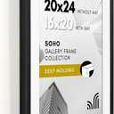 Americanflat 20x24 Picture Frame with Polished Plexiglass - Use as 16x20 Frame with Mat or Display 20x24 Photo Without Mat - Soho Collection - Deep Molding Picture Frames for Wall Display - Black
