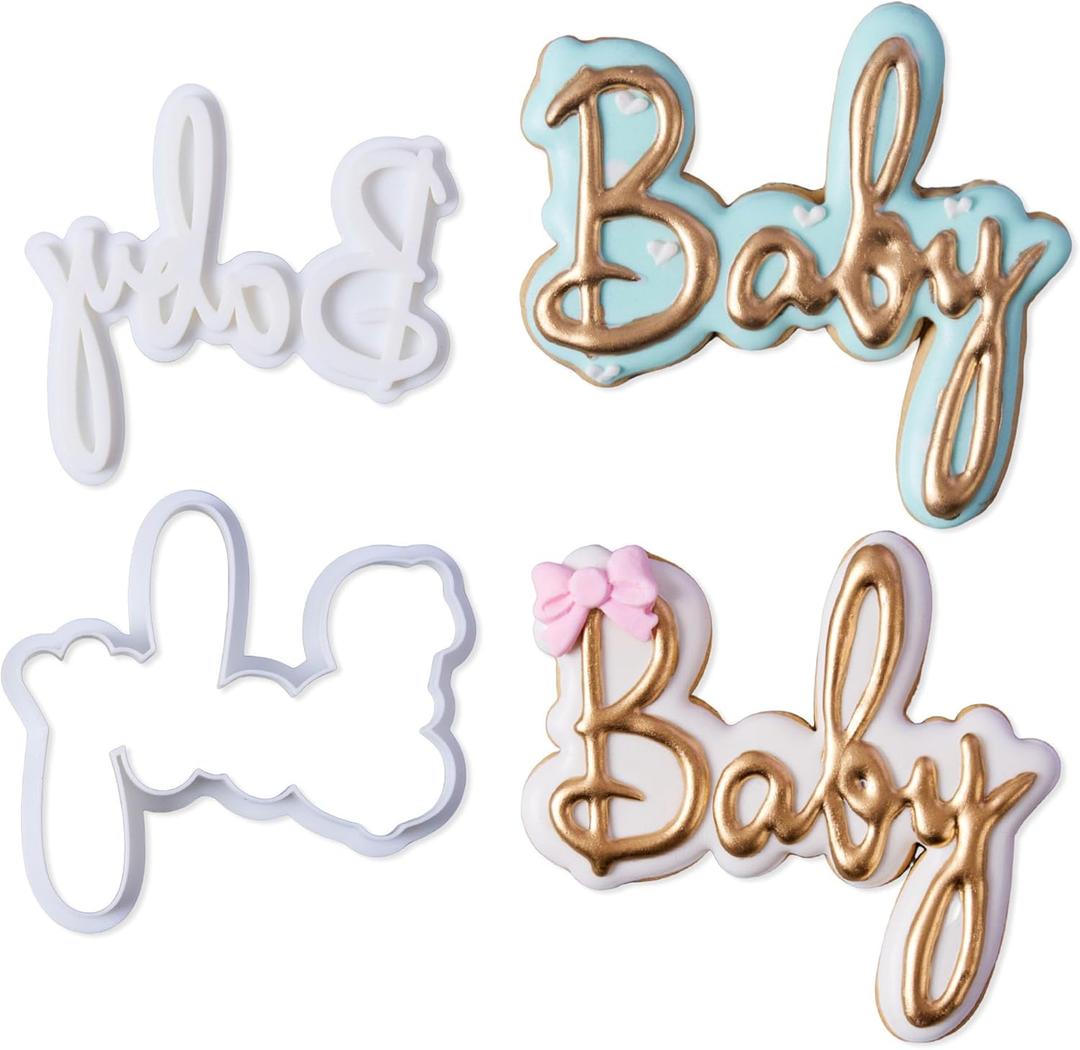 Baby Word Cookie Cutter Set, Baby Shower Cookie Stamp DIY Biscuit Fondant Molds Cake Decorating Tool Baby Shower Decorations