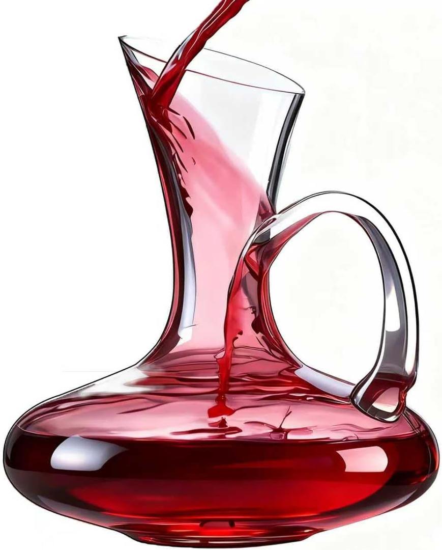 Red Wine Decanter with Aerator, wine decanter set 26 oz, Hand Blown Lead-free Glasses Eto Wine Decanter with Handle, Decanter Wine Carafe Gift with Luxury Packaging for Wine Lovers Christmas