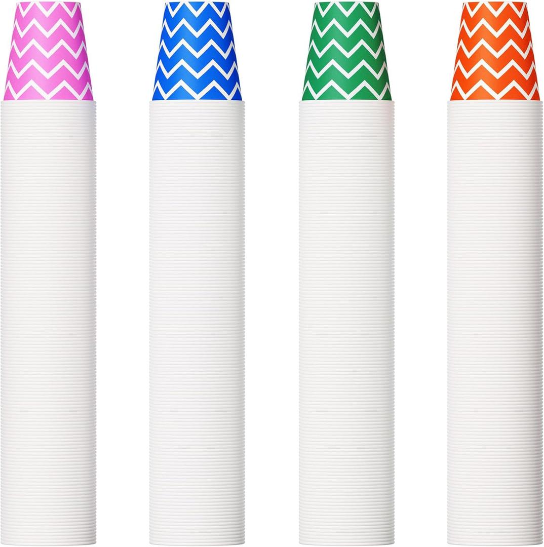 500 Pack 5oz Paper Cups, Multicolor Paper Disposable Cups, Small Mouthwash Cups, Cold Beverage Drinking Cup for Party, Travel and Event (Strip), 500Count