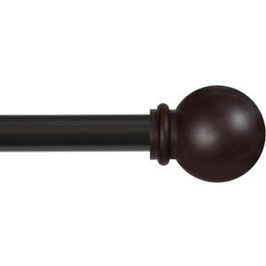 Kenney Chelsea Ball End Window Curtain Rod, Adjustable 28-48 Inch Extendable Rod Set, Weathered Brown