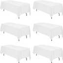 BRILLMAX 6 Pack White Tablecloths 70 x 120 Inch for 6ft or 8ft Rectangle Tables - Rectangular Bulk Linen Polyester Fabric Washable Cloth Cover for Wedding Reception Banquet Birthday Party
