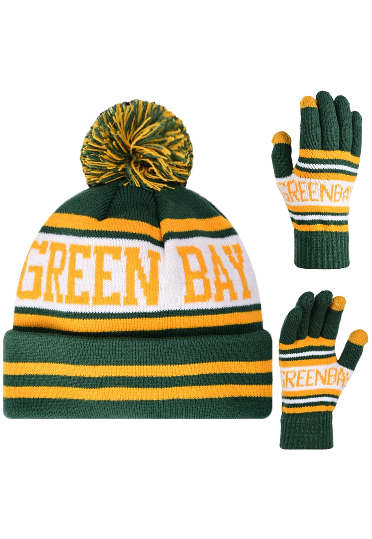 Vintage Classic Skull Cap Beanie Hat Cuffed Winter Hat Knit Comes with Warm Gloves Gifts for Men Women Fans, , Size: Medium-Large