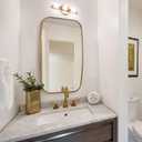 ANDY STAR Gold Bathroom Mirror, 20x30 Brushed Gold Vanity Mirror for Bathroom, Brushed Brass Oblong Stainless Steel Metal Frame Mirror for Over Sink