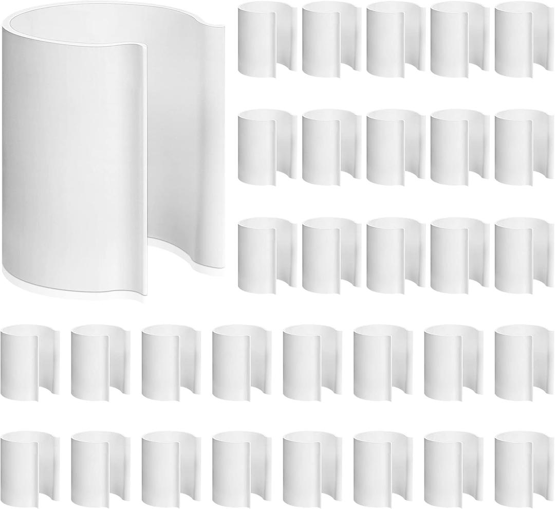 Jetec 32 Pcs White Pool Cover Clips PVC Clamp for Swimming Pool Wind Guard Cover Clips for 1-1/2 Inch PVC Pipe for Securing Swimming with Metal Railing