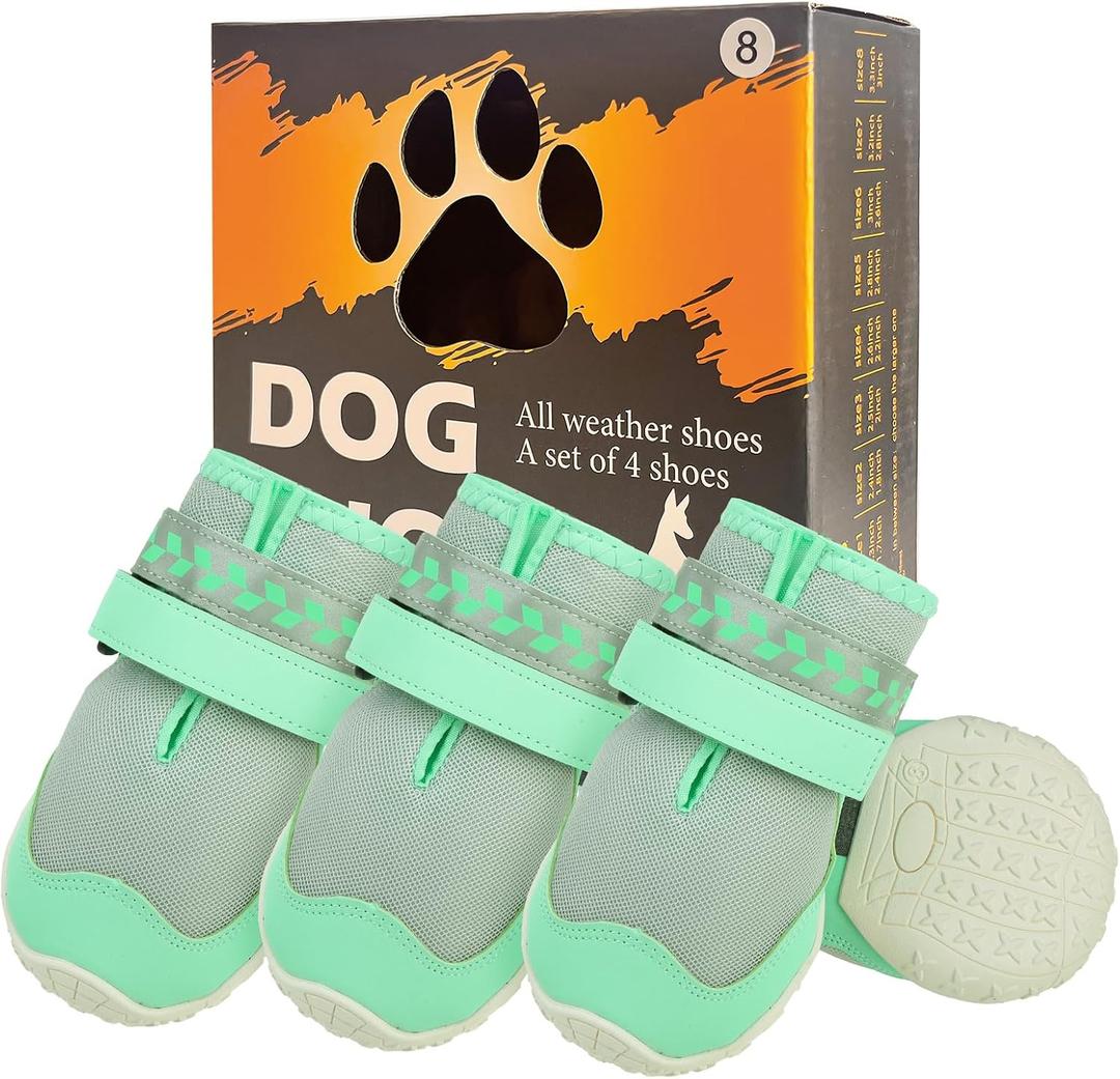 BEAUTYZOO Waterproof Dog Shoes for Winter Cold Weather, Anti Slip Dog Boots for Medium Large Senior Dogs, Breathable Dog Booties and Paw Protectors to Prevent Licking, 4PCS Doggie Hiking Boots