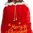 JOYIN Christmas Large Gift Bags 31" x 27" with Cord Drawstring, Red Santa Sack for Indoor Xmas Give Decoration, Large Velvet Santa Claus Bag Costume for present Dcor, Giant Presents Gifts Wrap