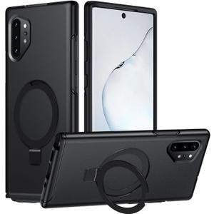 Magnetic Stand for Samsung Galaxy Note 10 Plus Case, [Fit for MagSafe] Adjustable Ring Kickstand, Mil-Grade Drop Test Heavy Duty Shockproof Protective Phone Case for Note 10 Plus Case Black