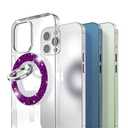 5 x Magnetic Phone Ring Holder for magsafe, Glitter Magnetic Grip Compatible with iPhone 17 16 15 14 13 12 Pro max,Pro,Plus,Mini,Pixel 10 Series Mag Safe Accessories Kickstand,Deep Purple