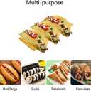 Gold Taco Holder Stand with Handles for Party, Set of 6 Stainless Steel Taco Tray, Rack Holds Up to 3 Tacos Each Stackable storage, Dishwasher Oven safe