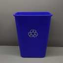 Amazon Basics Rectangular Commercial Office Wastebasket, Easy to Clean, Lightweight, 10 Gallon, Blue, Recycle Logo