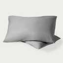 Bare Home 100% Organic Cotton Standard/Queen Pillowcase Set - Crisp Percale Weave - Pillowcases 2 Pack - Lightweight & Breathable (Standard Pillowcase Set of 2, Light Grey)