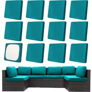 12Pcs Patio Cushion Covers,Outdoor Cushions Covers,Stretch Cushion Covers Replacement, Washable and Reusable Furniture Protectors(Peacock Blue)