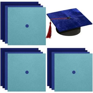 Gersoniel 12 Sheets Graduation Cap Fabric Topper Decoration, 10 x 10 Inch Velvet Grad Cap Cover Blank Decorative Velvet Fabric for Graduation Hat Craft DIY Non Adhesive
