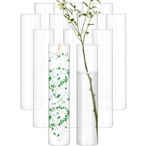 12 Pack Glass Cylinder Vases 16 Inch Tall Clear Flower Vase for Centerpieces, Hurricane Floating Candle Holder Wedding Decorations, Floral Vase Bulk for Table Shelf Party Home Deco (16 x 3.35 Inch)
