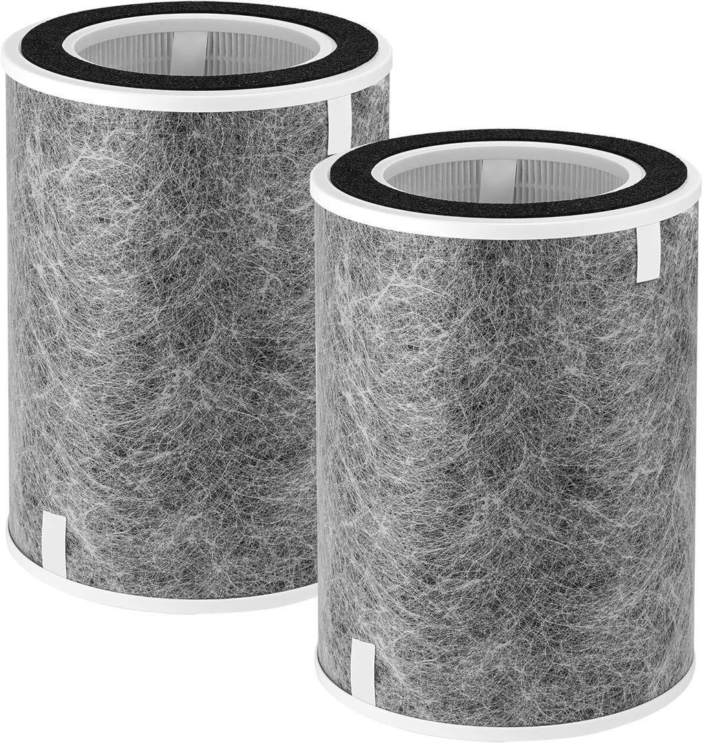 HP202 HP201 Replacement Filter for Shark HP200 Series Air Purifier HP201 HP232 HP302 HC502,3-in-1 True HEPA High-Efficiency Activated Carbon Filter,Part #HE2FKBAS,HE2FKBASMB,2 Pack