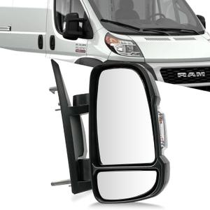 Convitex Passenger Right Side Mirror for Dodge Ram Promaster 1500 2500 3500 2014-2021, with Heated Power Glass Turn Signal Light Manual Folding, Replaces CH1321417 CH1321376
