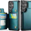Vinich for Samsung Galaxy S26 Ultra Wallet Case with Card Holder, RFID Blocking Credit Slots Kickstand Shockproof Phone Cover for Women Men, Bluish Green