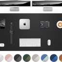 AFIING Large Desk Mat 55" x 24" - PU Leather Desk Pad Protector, Waterproof Non-Slip Extended Mouse Pad for Office Desk, Keyboard, Laptop and Home Workspace (Black)