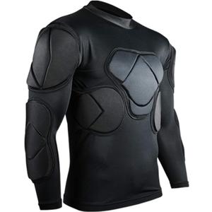 Shinestone Adult Men's Goalkeeper Armor BodyShield Padded Compression Long Sleeves Shirt with Sponge Protector for Football Baseball(Shirt-01,Large)