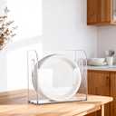 Acrylic Paper Plate Dispenser Wall Mounted, Paper Plate Organizer in Cabinet, Disposable Plate Storage Holder for Kitchen Countertop or Outdoor Picnics Party, Provide Adhesive Strip & Mounting Screws