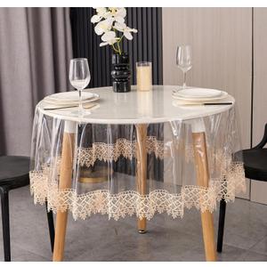 Clear Vinyl Tablecloth Protector Waterproof/Oil-Proof PVC Table Cloth Transparent Sheet Table Cover (60'' Round)
