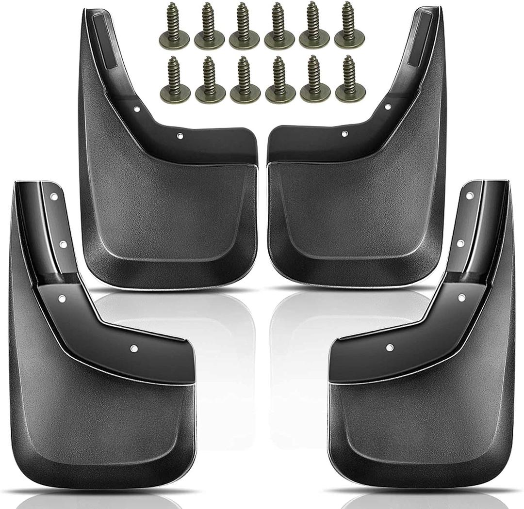YHTAUTO Set of 4 Mud Flaps Splash Guards Accessories Replacement for 2014-2018 Chevrolet Silverado 1500 2500 HD 3500 HD, with Single Rear Wheel, Front and Rear LH RH, Black